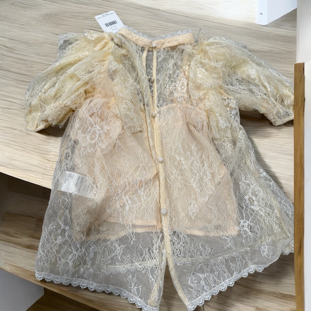 NWT Free People Secret Admirer Lace Blouse With attached cami size xs eggnog - Picture 6 of 6
